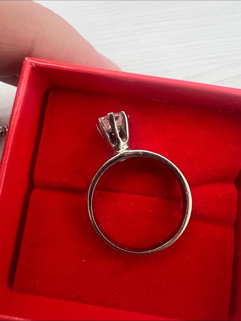 Heart-Shaped Clear Crystal Sterling Silver Ring size 7.5 - Picture 2 of 16